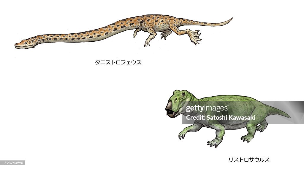Illustration of dinosaurs from Triassic Period