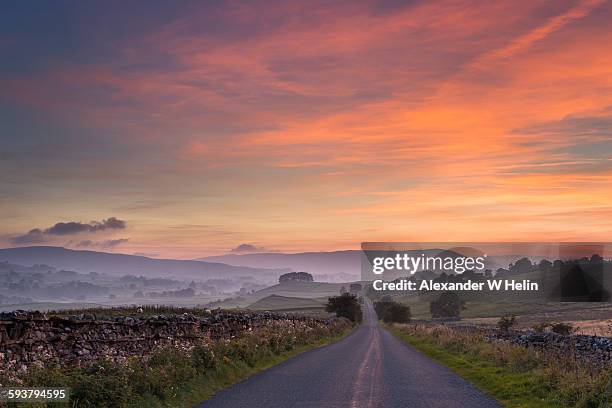 wensleydale sunset - sunset road stock pictures, royalty-free photos & images