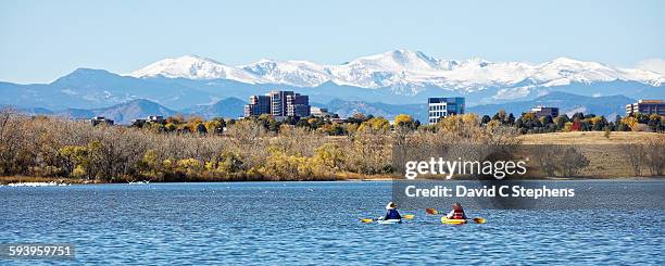 rocky mountain kayakers - aurora stockfoto's en -beelden