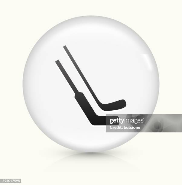 hockey sticks icon on white round vector button - winter exercise icons stock illustrations
