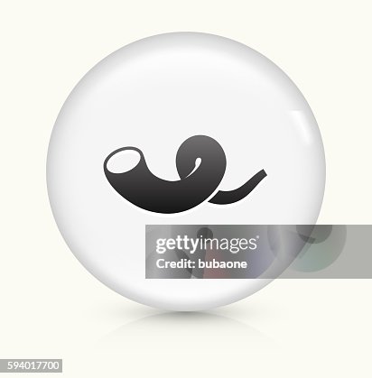 Shofar icon on white round vector button Shofar icon on white round vector button
