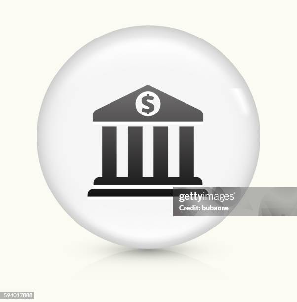 bank icon on white round vector button - digital treasury stock illustrations