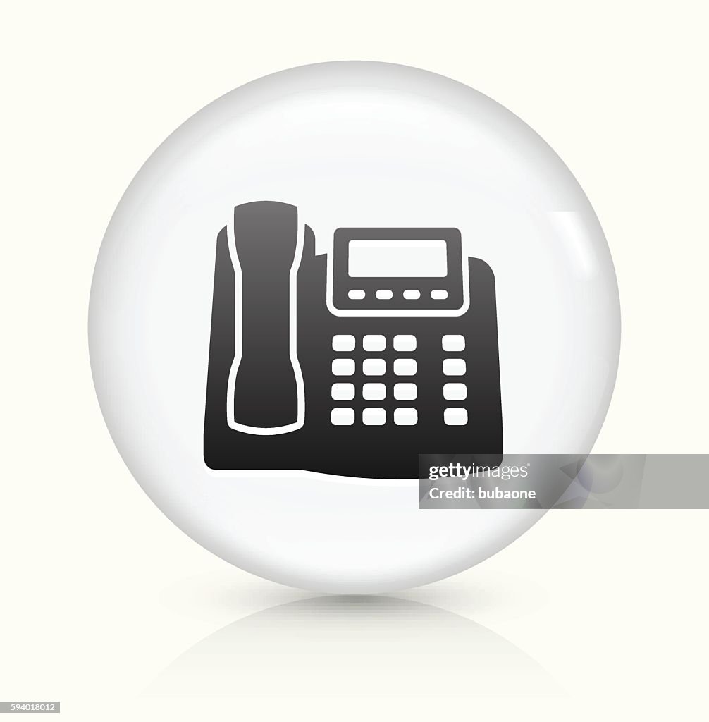 Office Phone icon on white round vector button