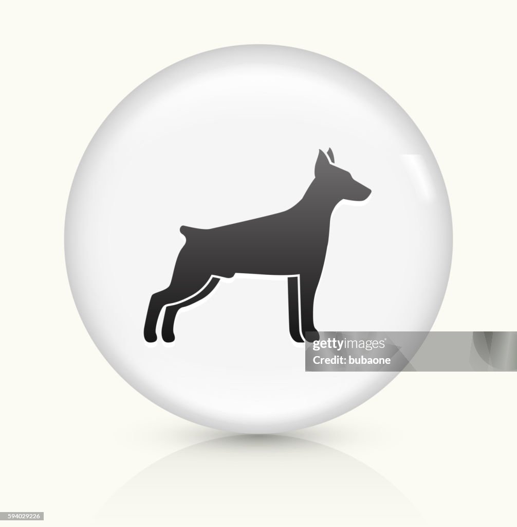 Dog Silhouette icon on white round vector button