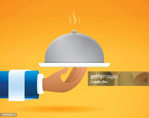 waiter serving food - facecloth stock illustrations