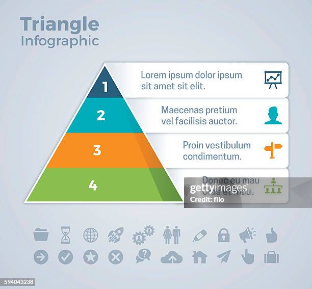 bildbanksillustrationer, clip art samt tecknat material och ikoner med four option triangle infographic - pyramid