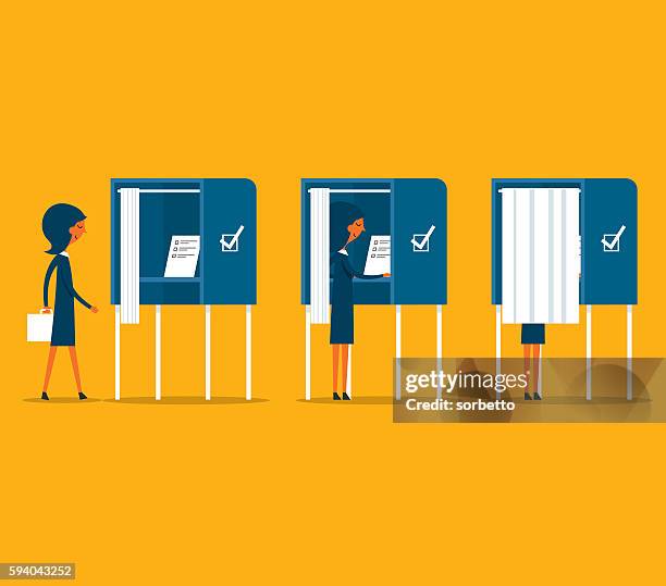 ilustraciones, imágenes clip art, dibujos animados e iconos de stock de lugar de votación - cabina