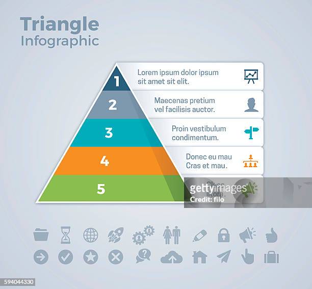 stockillustraties, clipart, cartoons en iconen met five option triangle infographic - stacked pyramid