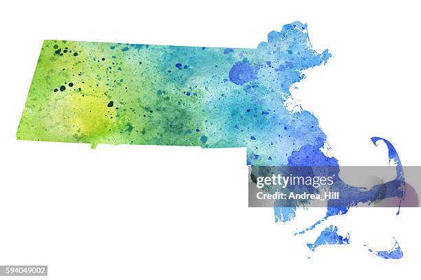 map of massachusetts with watercolor texture - raster illustration - marthas vineyard stock illustrations