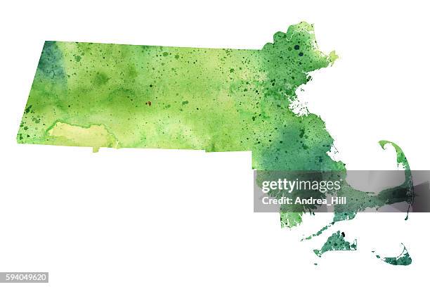 map of massachusetts with watercolor texture - raster illustration - martha's vineyard stock illustrations