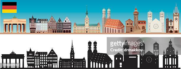 deutschland die skyline - wahrzeichen stock-grafiken, -clipart, -cartoons und -symbole