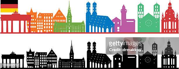 germany skyline - stuttgart skyline stock illustrations
