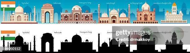 indien skyline - new delhi stock-grafiken, -clipart, -cartoons und -symbole