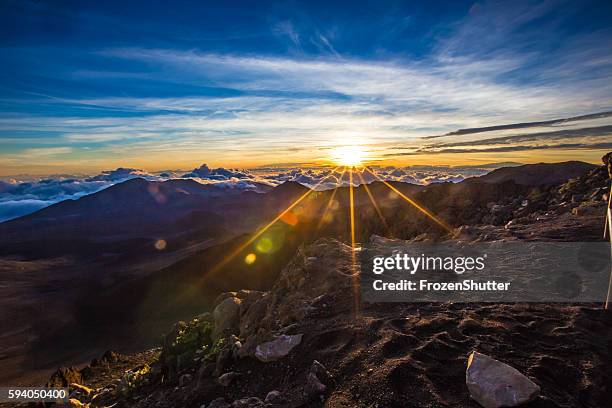 haleakalā national park sunrise hawaii - hawaii panoramic stock pictures, royalty-free photos & images