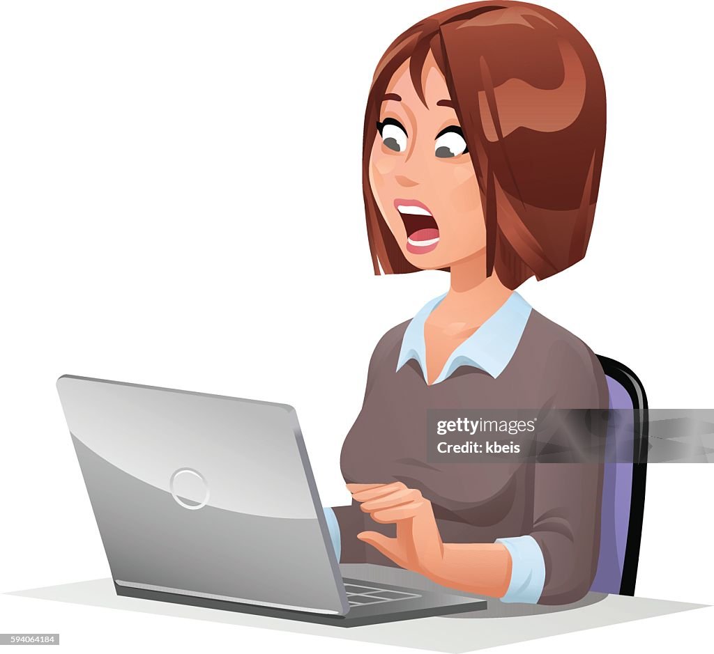 Shocked Woman Computer