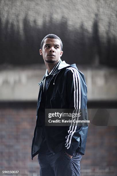 English actor and musician Raleigh Ritchie , portrait, Barbican, London, United Kingdom, 18th July 2014.