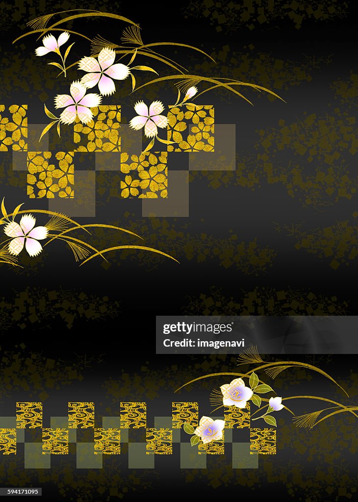 Oriental background with Japanese traditional pattern and flower