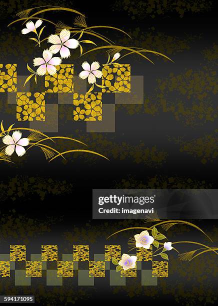 Oriental Background With Japanese Traditional Pattern And Flower High-Res Vector Graphic