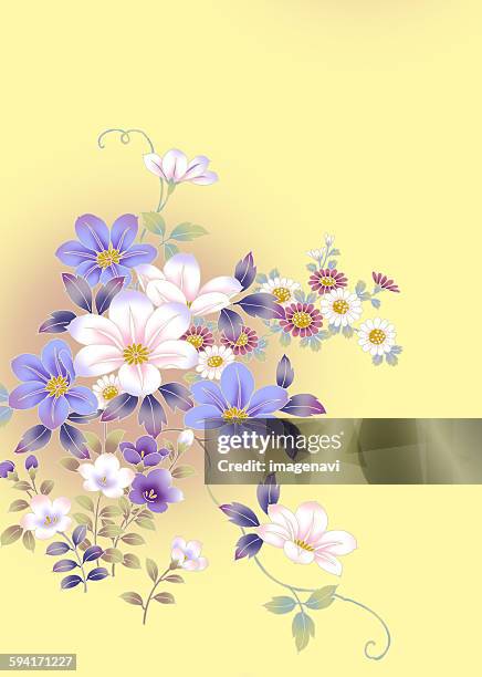 oriental background with clematis - clematis stock illustrations