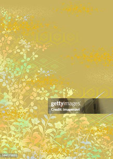 oriental background with grass - patrinia stock illustrations
