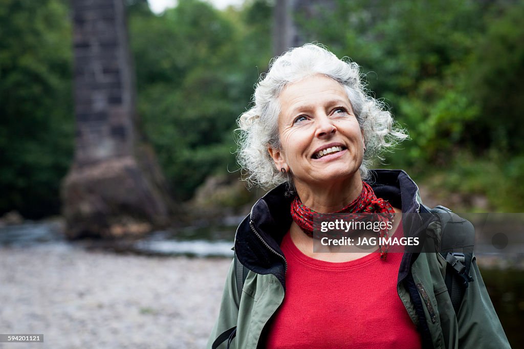 Older woman trekking in Ireland