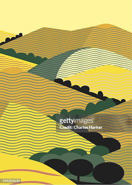 California Yellow Hills Graphic Illustration
