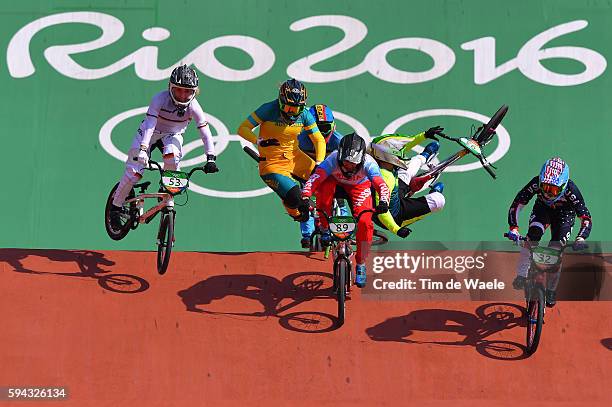 31st Rio 2016 Olympics / BMX Cycling: Women Final Nadja PRIES / Lauren REYNOLDS / Elke VANHOOF / Priscilla STEVAUX CARNAVAL / Yaroslava BONDARENKO /...