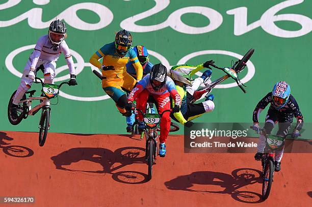 31st Rio 2016 Olympics / BMX Cycling: Women Final Nadja PRIES / Lauren REYNOLDS / Elke VANHOOF / Priscilla STEVAUX CARNAVAL / Yaroslava BONDARENKO /...