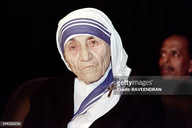 Portrait taken in December 1991 in New Dehli shows Mother Teresa of Calcutta. / AFP / RAVEENDRAN