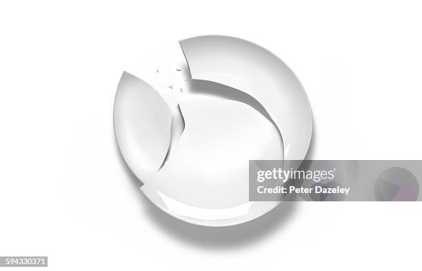 broken white plate on white - empty plate stock pictures, royalty-free photos & images