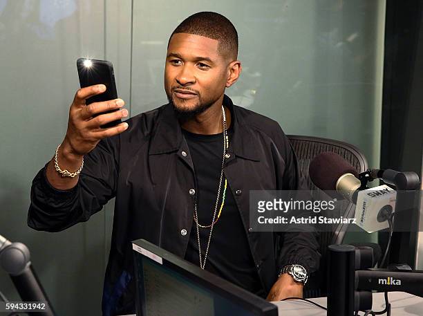 Singer and actor Usher visits 'Sway in the Morning' with Sway Calloway on Eminem's Shade 45 at the SiriusXM Studios on August 22, 2016 in New York...