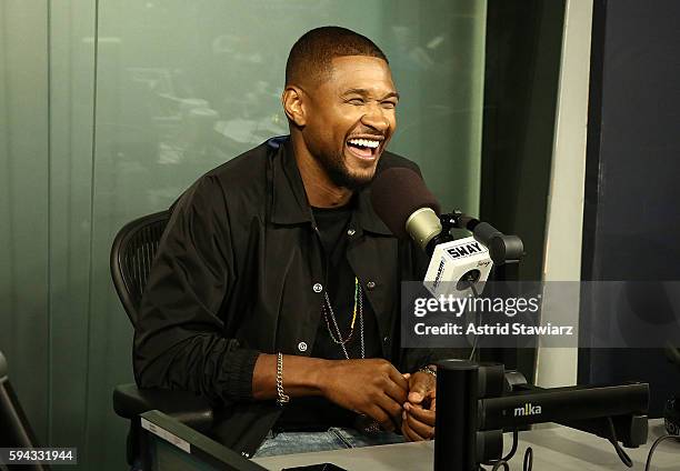 Singer and actor Usher visits 'Sway in the Morning' with Sway Calloway on Eminem's Shade 45 at the SiriusXM Studios on August 22, 2016 in New York...