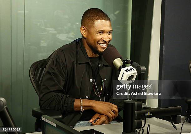 Singer and actor Usher visits 'Sway in the Morning' with Sway Calloway on Eminem's Shade 45 at the SiriusXM Studios on August 22, 2016 in New York...