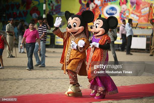 Mickey Mouse - rated the world's most valuable character at 5.8 billion US dollars - celebrated his 80th birthday at Girgaum Chowpatty wearing Indian...