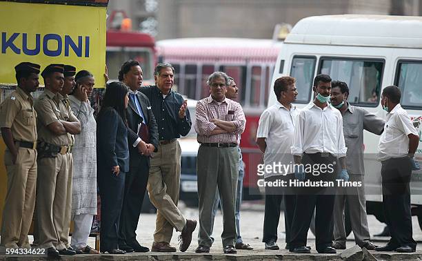 Mumbai under Terror attack - Ratan Tata in front of Taj on Saturday Morning.