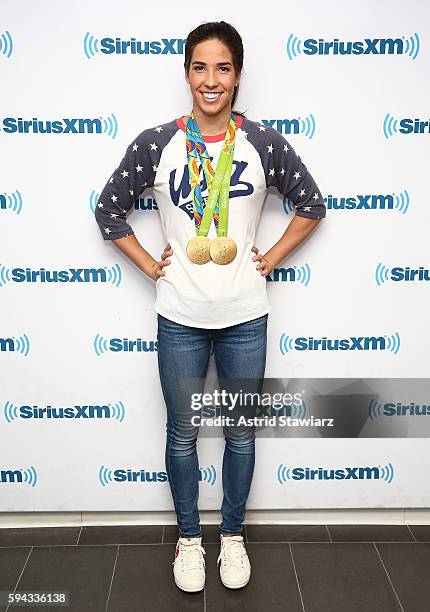 Team USA swimmer Maya DiRado visits the SiriusXM Studios on August 22, 2016 in New York City.