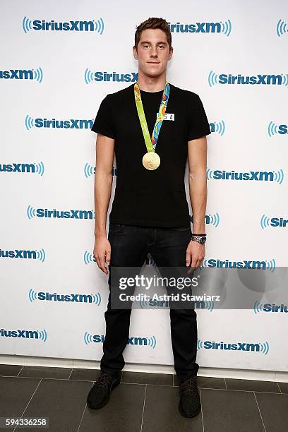 Team USA swimmer Conor Dwyer visits the SiriusXM Studios on August 22, 2016 in New York City.