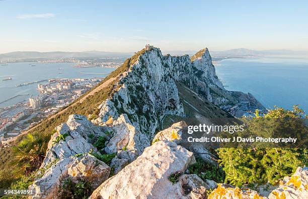 view from the top of the rock of gibraltar - gibraltar fotografías e imágenes de stock