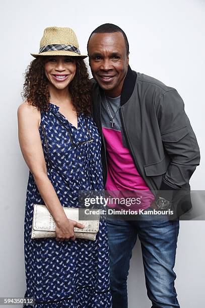 Rosie Perez and Sugar Ray Leonard attend the "Hands Of Stone" U.S. Premiere after party at The Redbury New York on August 22, 2016 in New York City.