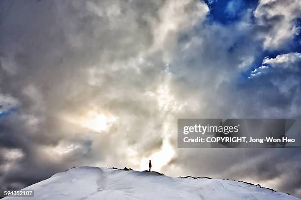 a man at the hole of the sky - pyeongchang stock pictures, royalty-free photos & images