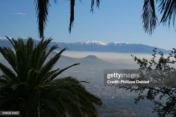 view from the san cristobal hill of santiago,chile - san cristóbal hill chile stock pictures, royalty-free photos & images