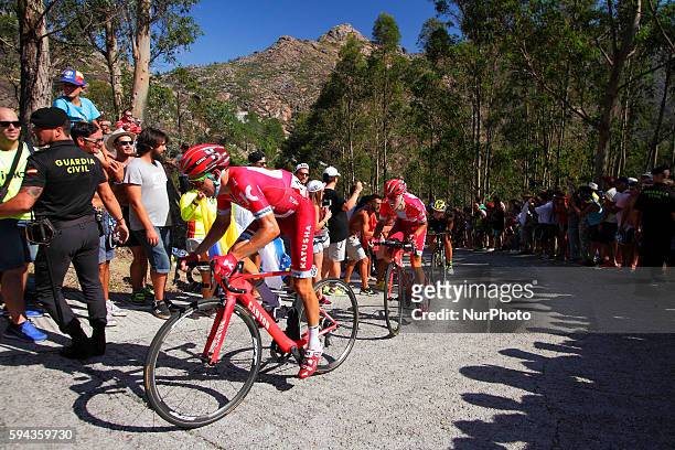 Egor Silin / Team Katusha - Matvey Mamykin / Team Katusha during 71st La Vuelta España 2016 / Stage 3: Marín-Dumbría. Mirador do Ézaro on August 22,...