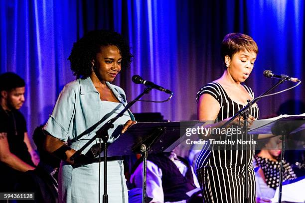 Jerrika Hinton and Paula Newsome perform during A Tribute To Langston Hughes at The GRAMMY Museum on August 22, 2016 in Los Angeles, California.