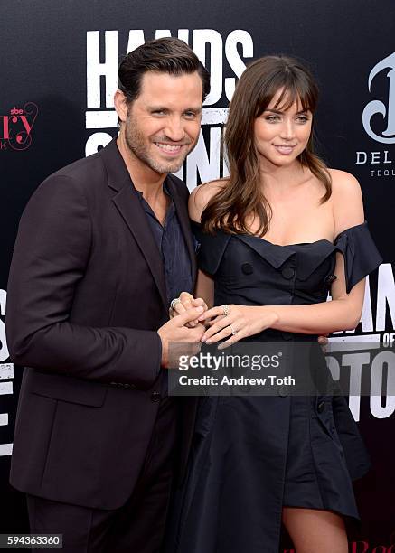 Edgar Ramirez and Ana De Armas attend the "Hands of Stone" U.S. Premiere at SVA Theater on August 22, 2016 in New York City.
