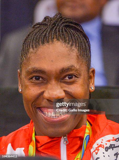 Caster Semenya during the Rio 2016 Olympics Games Team South Africa welcoming ceremony at O.R Tambo International Airport on August 23, 2016 in...