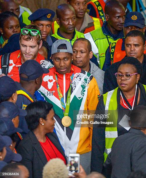 Caster Semenya and other SA Olympic team members during the Rio 2016 Olympics Games Team South Africa welcoming ceremony at O.R Tambo International...