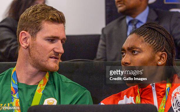 Cameron Van der Burgh and Caster Semenya during the Rio 2016 Olympics Games Team South Africa welcoming ceremony at O.R Tambo International Airport...