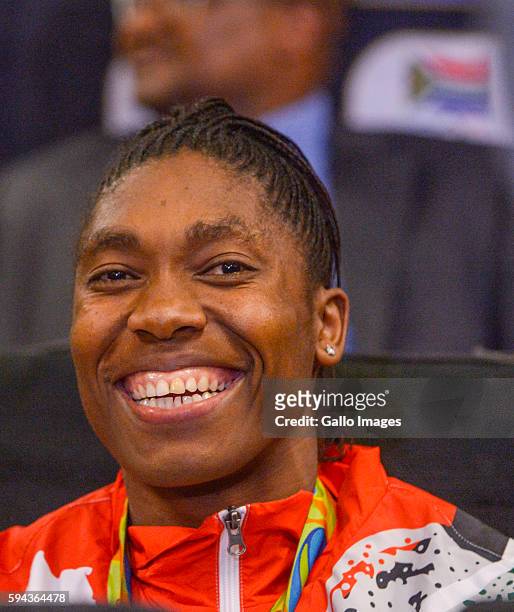 Caster Semenya during the Rio 2016 Olympics Games Team South Africa welcoming ceremony at O.R Tambo International Airport on August 23, 2016 in...
