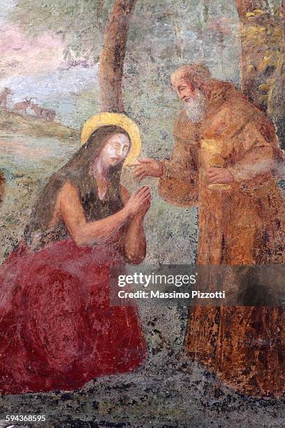 wall painting of st. francis - st francis stock pictures, royalty-free photos & images