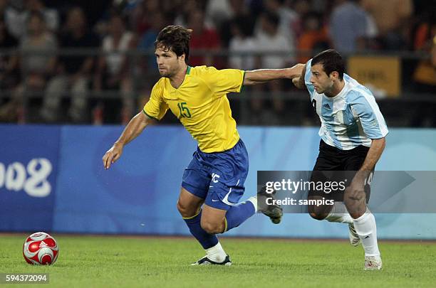 Diego gegen Javier Mascherando Olympische Sommerspiele in Beijing 2008 : Fu§ball M?nner Halbfinale : Argentinien 0